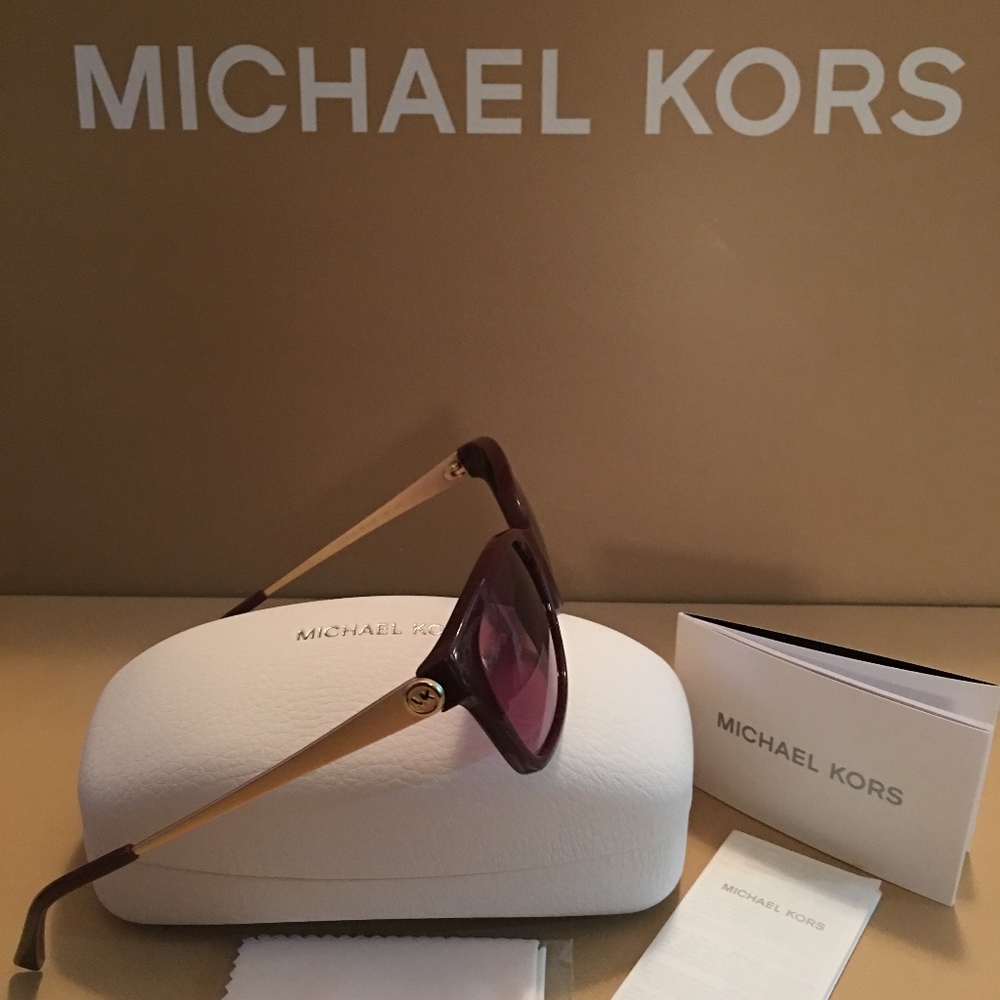 NIB MICHAEL KORS BURGUNDY & GOLD SUNGLASSES - SEXY - Picture 2 of 8